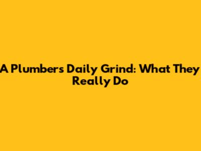 A Plumber's Daily Grind: What They Really Do