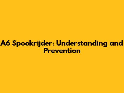 A6 Spookrijder: Understanding and Prevention