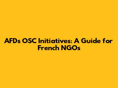 AFD's OSC Initiatives: A Guide for French NGOs