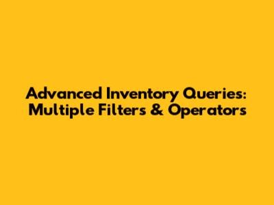 Advanced Inventory Queries: Multiple Filters & Operators