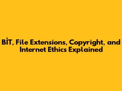 BİT, File Extensions, Copyright, and Internet Ethics Explained