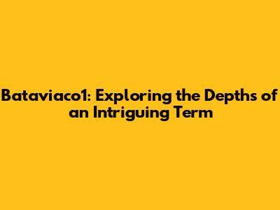 Bataviaco1: Exploring the Depths of an Intriguing Term