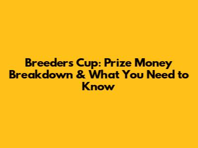Breeders' Cup: Prize Money Breakdown & What You Need to Know