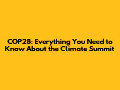 COP28: Everything You Need to Know About the Climate Summit