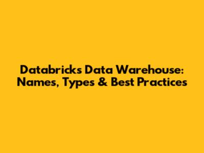 Databricks Data Warehouse: Names, Types & Best Practices