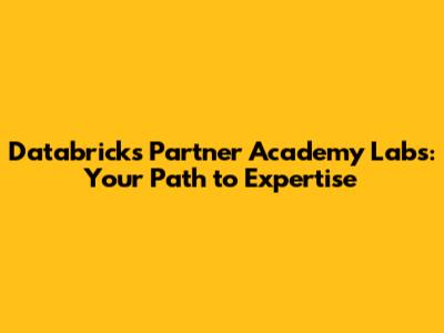 Databricks Partner Academy Labs: Your Path to Expertise