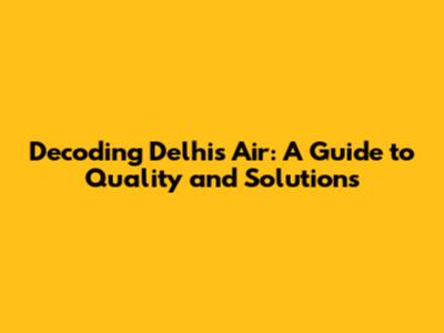 Decoding Delhi's Air: A Guide to Quality and Solutions