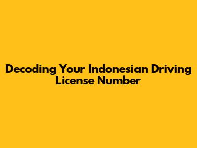Decoding Your Indonesian Driving License Number