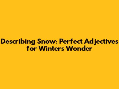 Describing Snow: Perfect Adjectives for Winter's Wonder