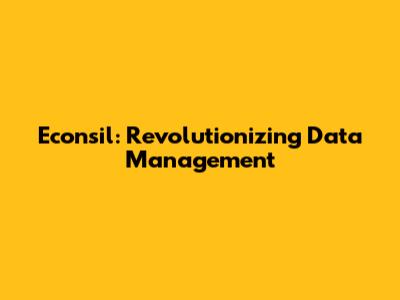 Econsil: Revolutionizing Data Management