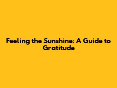 Feeling the Sunshine: A Guide to Gratitude