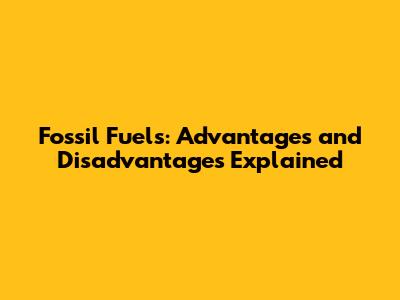Fossil Fuels: Advantages and Disadvantages Explained