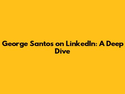 George Santos on LinkedIn: A Deep Dive