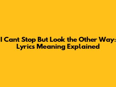 I Can't Stop But Look the Other Way: Lyrics Meaning Explained