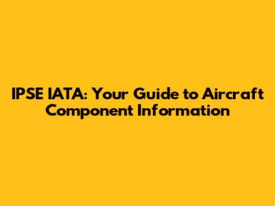 IPSE IATA: Your Guide to Aircraft Component Information