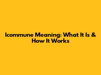 Icommune Meaning: What It Is & How It Works