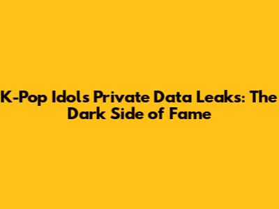 K-Pop Idols' Private Data Leaks: The Dark Side of Fame
