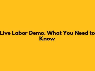 Live Labor Demo: What You Need to Know