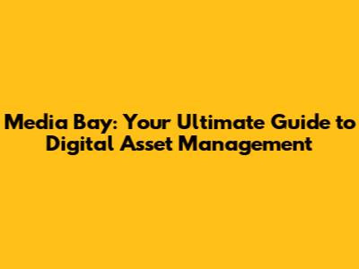 Media Bay: Your Ultimate Guide to Digital Asset Management