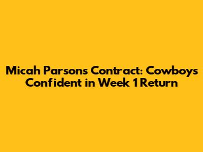 Micah Parsons Contract: Cowboys Confident in Week 1 Return