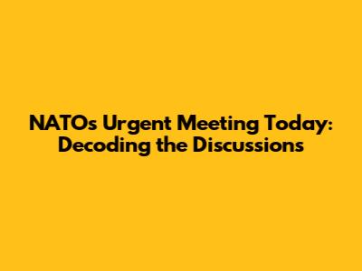 NATO's Urgent Meeting Today: Decoding the Discussions