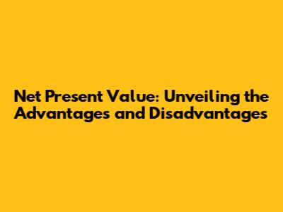 Net Present Value: Unveiling the Advantages and Disadvantages