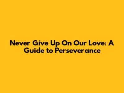 Never Give Up On Our Love: A Guide to Perseverance