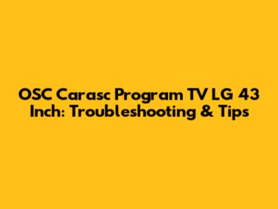 OSC Carasc Program TV LG 43 Inch: Troubleshooting & Tips