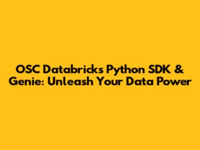 OSC Databricks Python SDK & Genie: Unleash Your Data Power