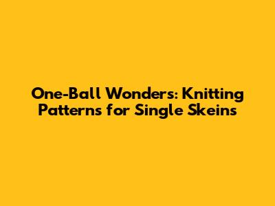 One-Ball Wonders: Knitting Patterns for Single Skeins
