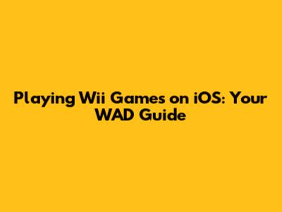 Playing Wii Games on iOS: Your WAD Guide