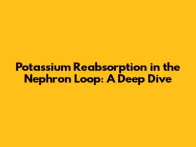 Potassium Reabsorption in the Nephron Loop: A Deep Dive