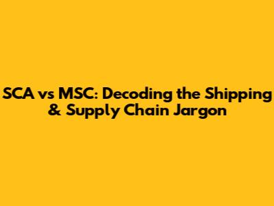 SCA vs MSC: Decoding the Shipping & Supply Chain Jargon