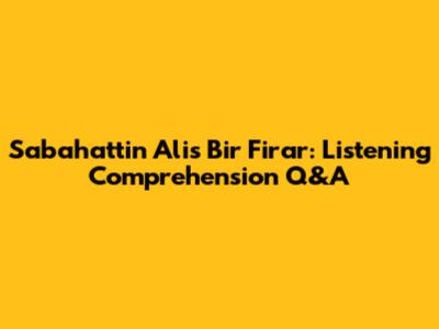 Sabahattin Ali's 'Bir Firar': Listening Comprehension Q&A