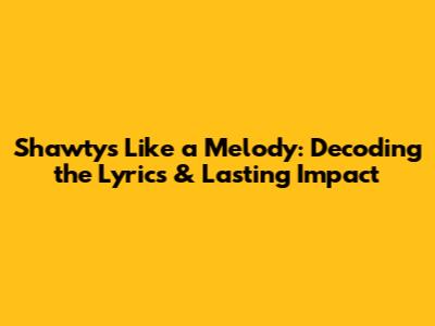 Shawty's Like a Melody: Decoding the Lyrics & Lasting Impact
