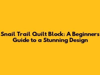 Snail Trail Quilt Block: A Beginner's Guide to a Stunning Design