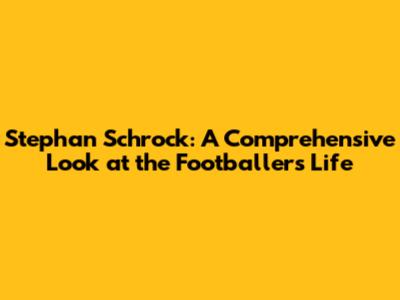 Stephan Schrock: A Comprehensive Look at the Footballer's Life