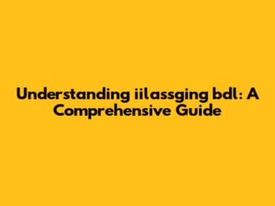 Understanding iilassging bdl: A Comprehensive Guide