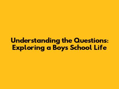 Understanding the Questions: Exploring a Boy's School Life