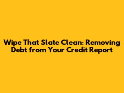 Wipe That Slate Clean: Removing Debt from Your Credit Report