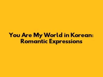 You Are My World in Korean: Romantic Expressions